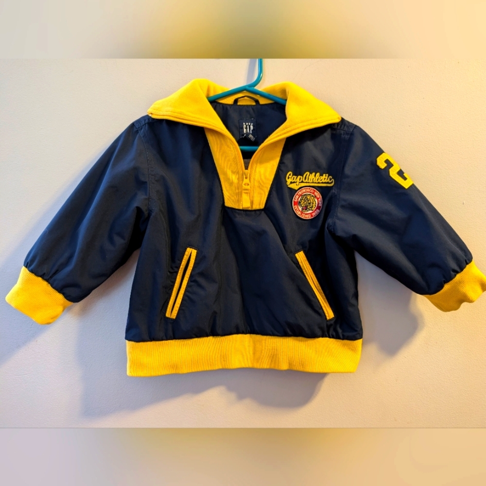 Vintage GAP Toddlers Navy Yellow Pullover Varsity Style Jacket 18-24 Months